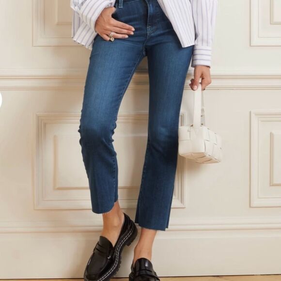 FRAME Jeans Le Crop Mini Boot Raw Hem in Edgewater Wash Blue Size 27 - Picture 2 of 9